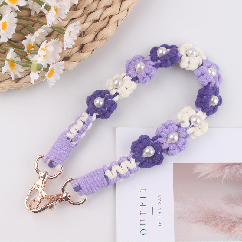 Wholesale Creative hand-woven daisy pearl water cup cup sleeve cup rope